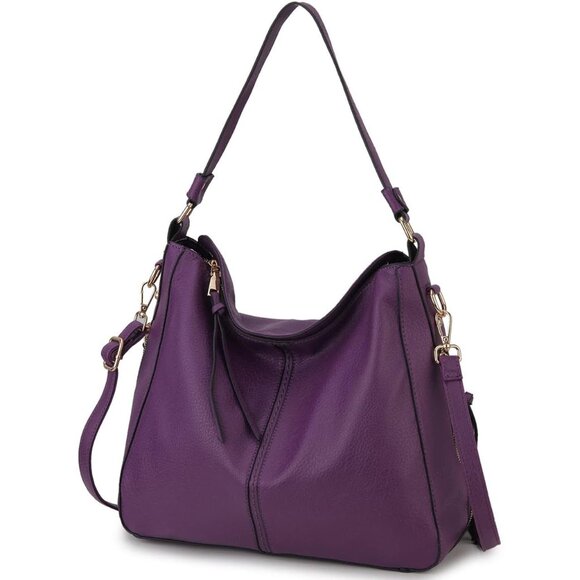 VONXURY Purple Faux Leather Hobo Bag for Women, Stylish & Vintage Tote with Mult